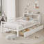 Lit simple avec support de tête de lit, deux tiroirs sous le lit et trois barrières de sécurité, blanc, aucun lit pour enfant requis-1894063750
