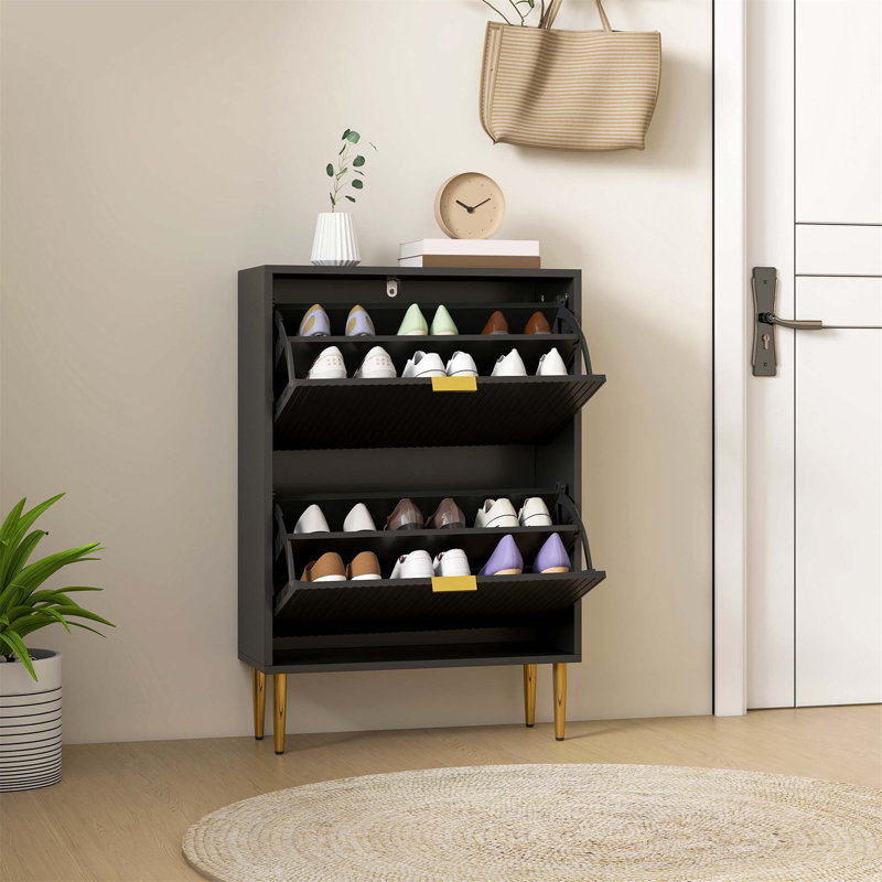 Flip Down Shoe Storage, 91cm H x 60cm W x 24cm D, Black