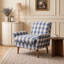 Fauteuil d'appoint rembourré avec pieds en bois d'hévéa-1822150962