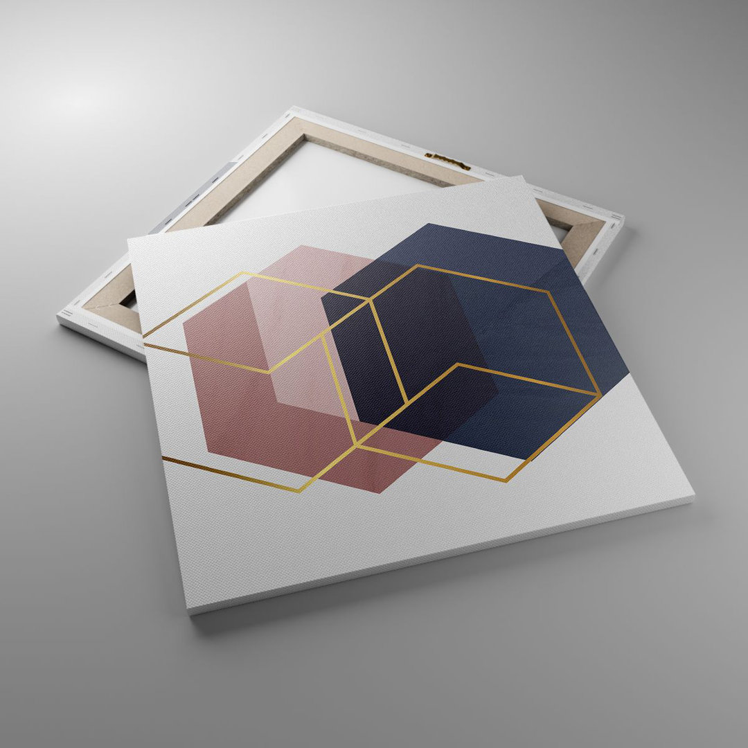 Leinwandbild Hexagons Modern Gold