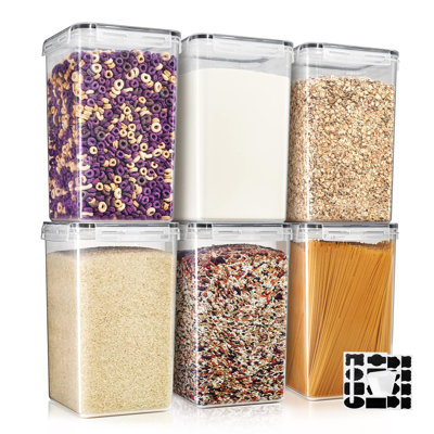 Contenant alimentaire hermétique Sorbus avec couvercles verrouillables, tasses à mesurer et étiquettes - paquet de 6 (6,5 L / 219,79 oz)