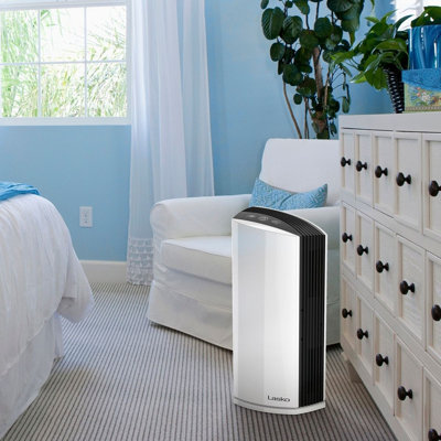 Lasko Tabletop Air Purifier with True HEPA Filter and Humidifier Function for