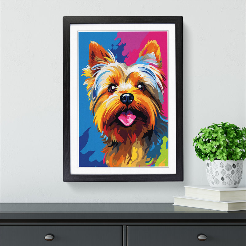 XYZ-FRM-V1223-1714 Yorkshire Terrier Colour Field No.2 - Single Picture Frame Print on Wood, Black, 46cm H x 34cm W x 2cm D