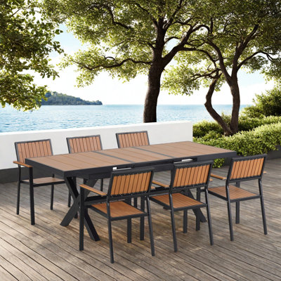 Freedom Outdoor Dining Table Set Including Six Chairs And A Extendable Table by Gracie Oaks