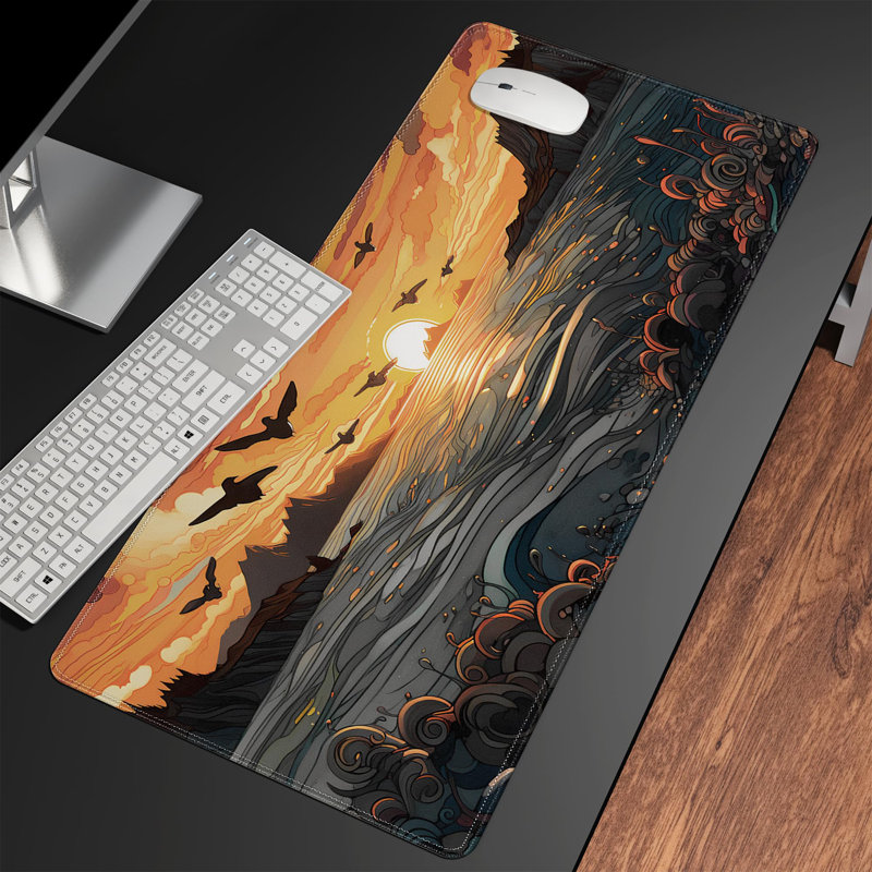 Sea Waves Large Gaming Mouse Pad,Anime Mouse Pad Gaming Mouse Mat Desk Pad,31.5 X 11.8In Desk Mat Mouse Pads For Desk,Extended Keyboard Pad XL Mousepad With Non-Slip Base And Stitched Edge