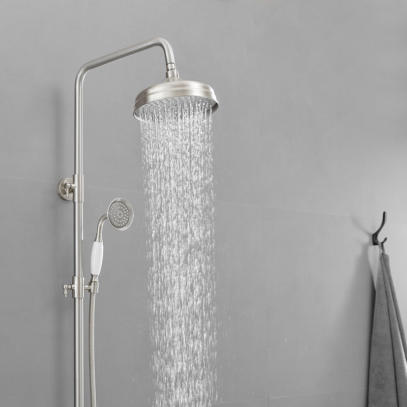 Diverter Complete Shower System with Rough in-Valve, Brushed Nickel