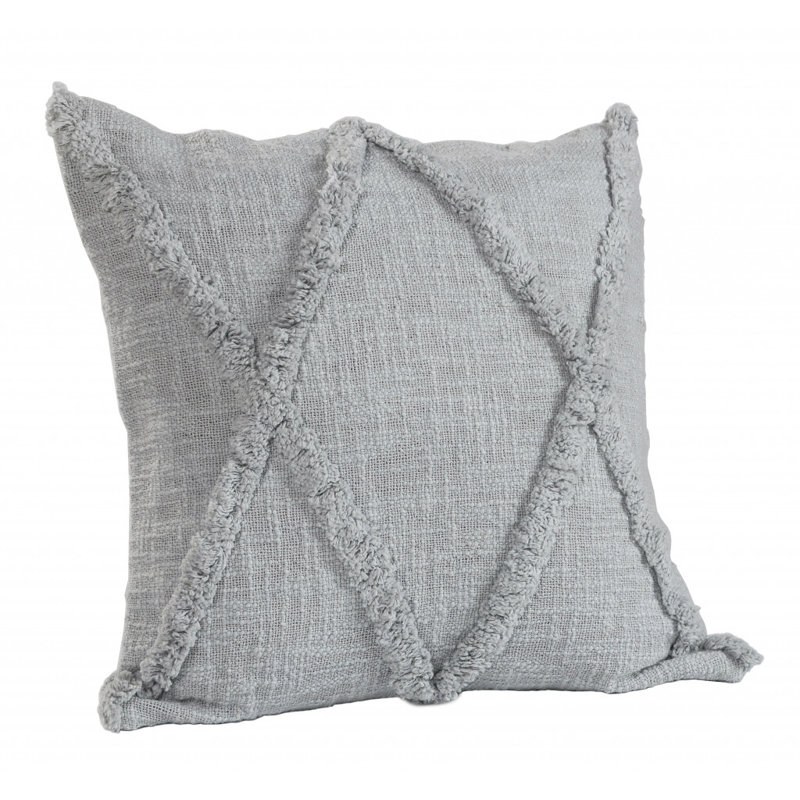 Housse et insert de coussin carré Bengal 100% coton, H 18 po x l 18 po, Gris clair