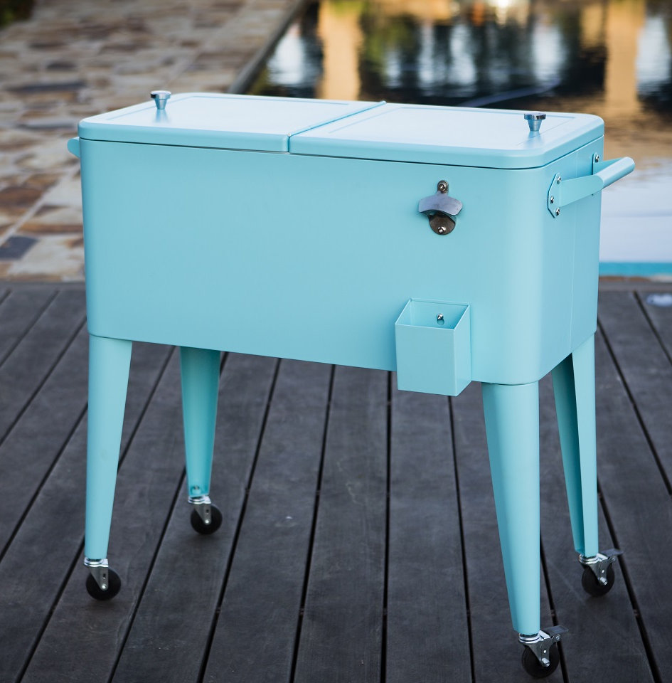 Permasteel Rolling Cooler, Without Divider, Turquoise