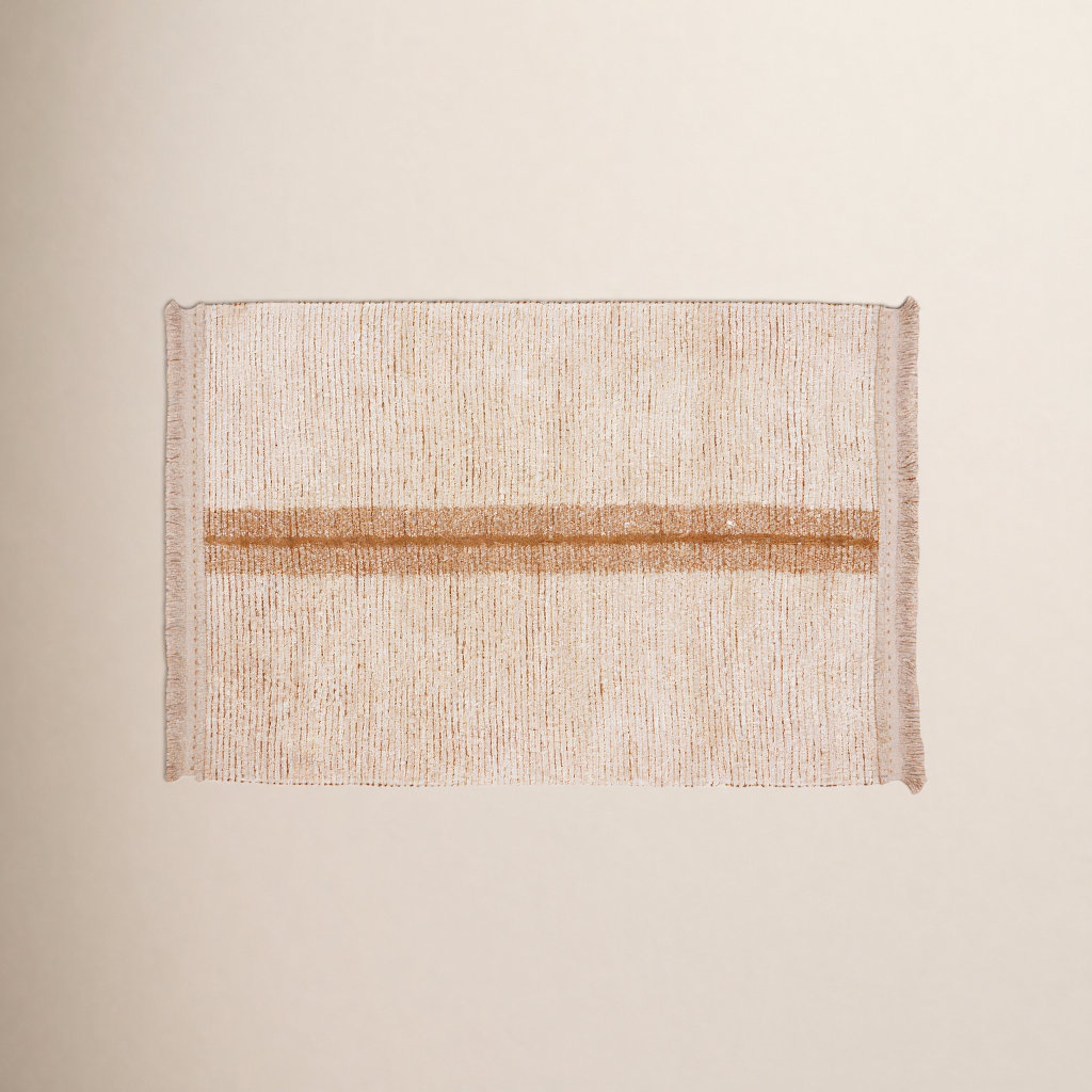 Reversible Duetto Toffee Washable Striped Rug, Rectangle 5'7" x 8'