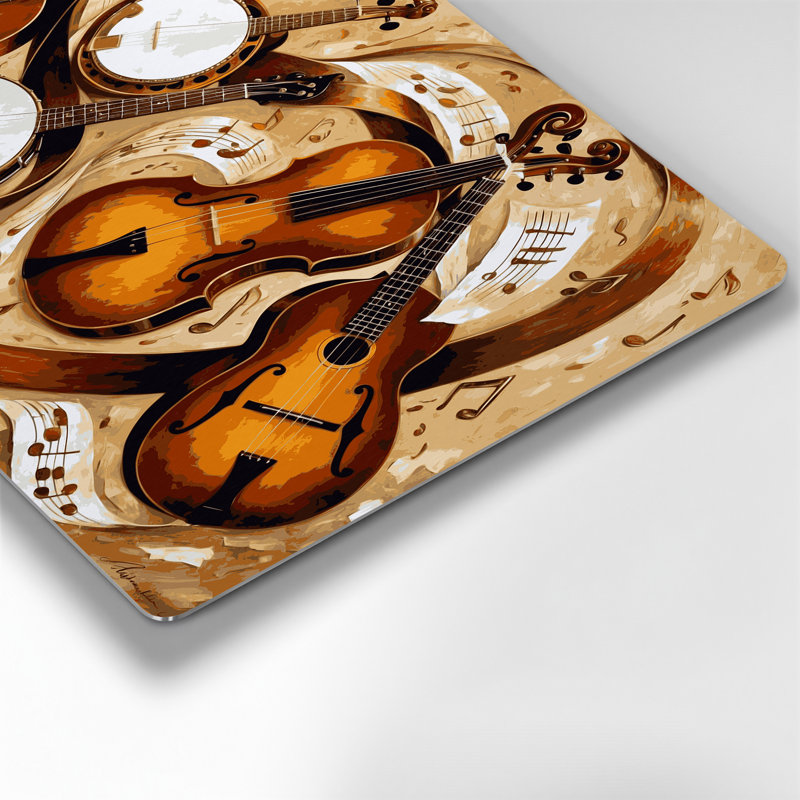 «Music Country and Western Instruments», art mural en métal brun, H 11 po x l 14 po