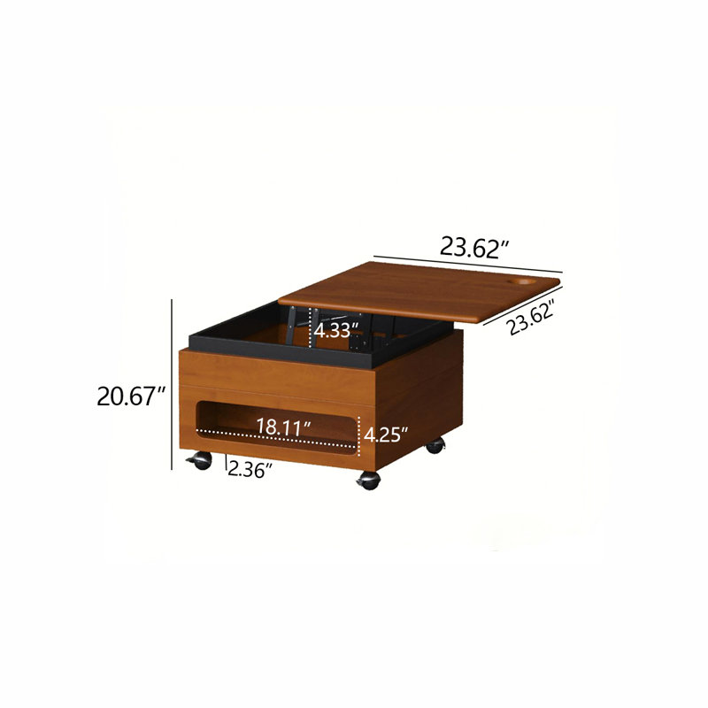 23.62"Brown Solid Wood Boxwood Coffee Table