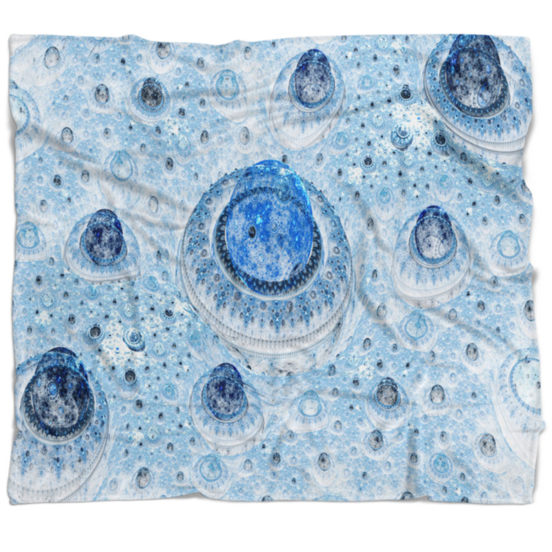 Couverture abstraite Fractal, L 59 po x L 71 po, Bleu clair