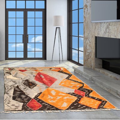 One-of-a-Kind Hand-Knotted New Age Moroccan Gray 5'2"" x 12'2"" Runner Wool Area Rug -  ECARPETGALLERY, 338415