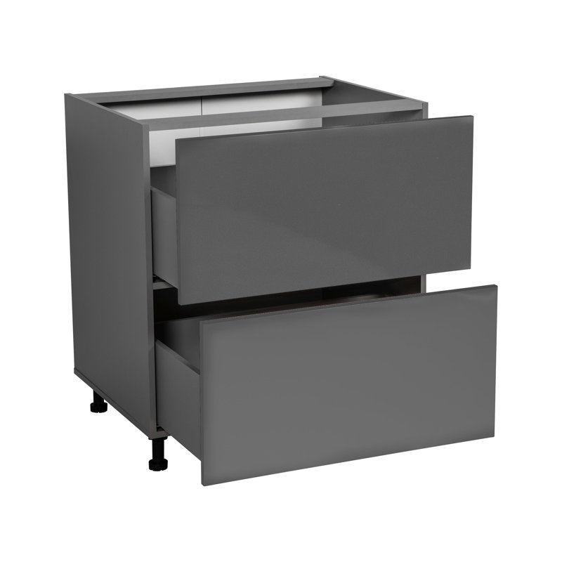 WITKITCHENS Cabitet moderne avec panneaux de particules l 36 po x P 24 po x H 34 1/2 po , H 34,5 po x l 36 po, Gris lustré
