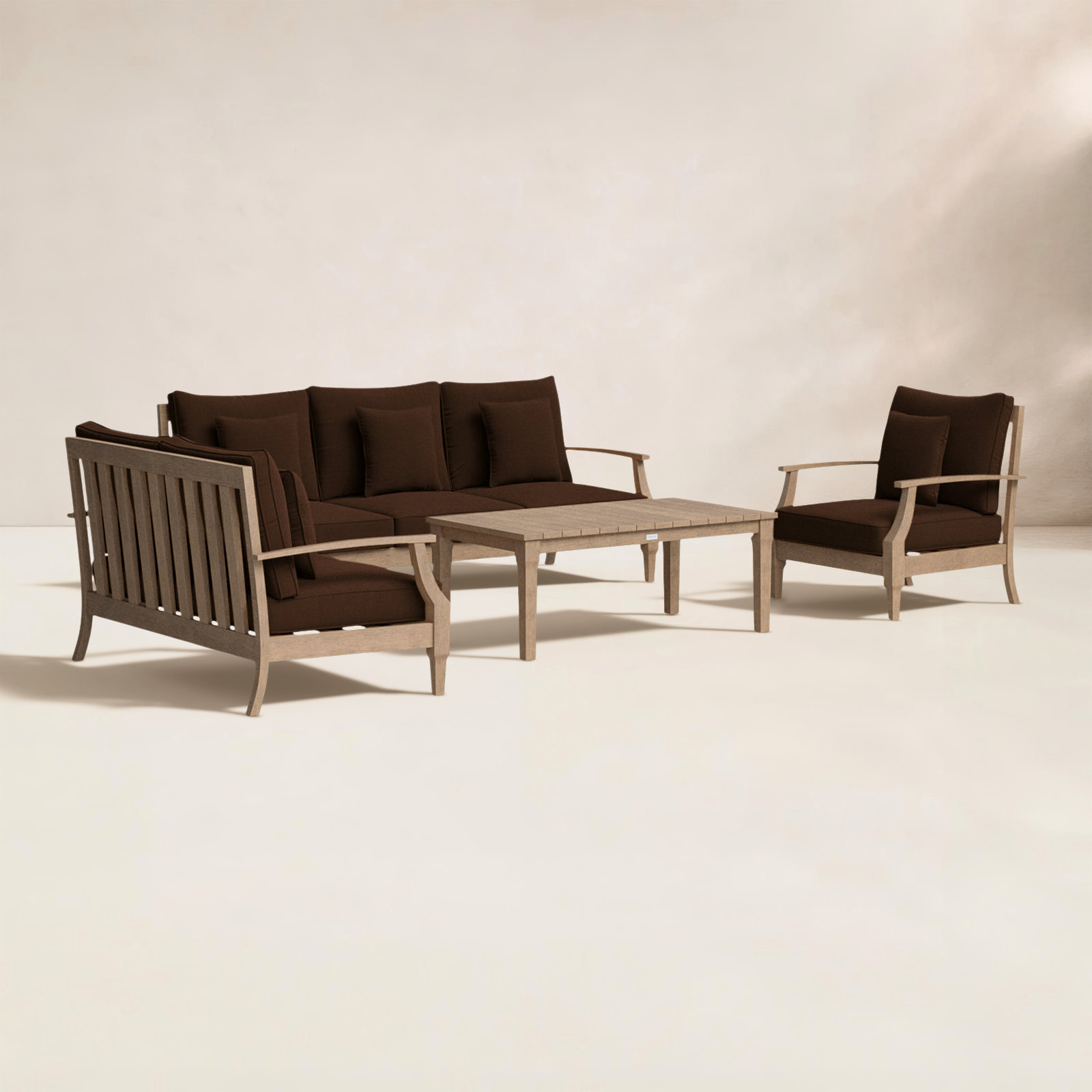 Samya 4 Piece Outdoor Sofa Seating Group with Cushions, Dark Brown