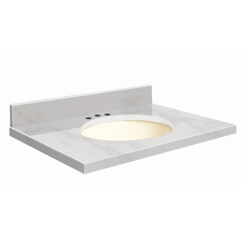 Dessus de salle de bain simple 49 po meuble-lavabo, Biscuit, Décalé de 8 po