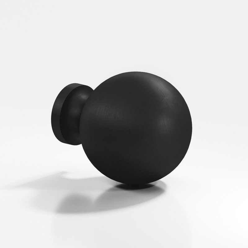 Poignée ronde d'armoire, Noir satiné mat, 1"