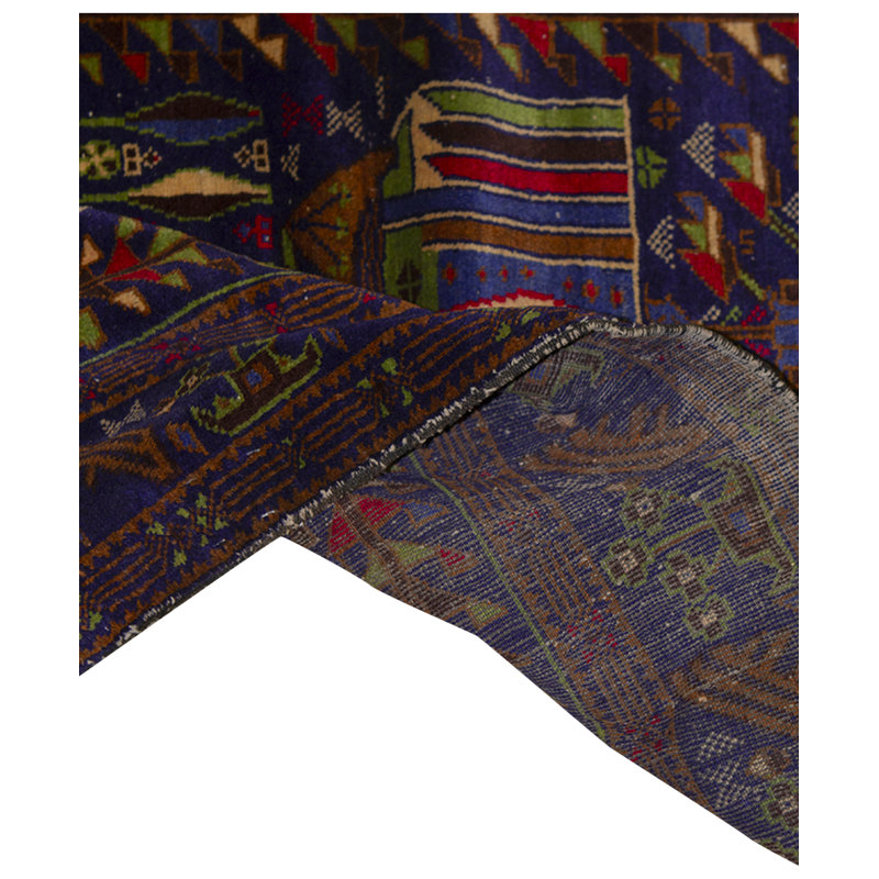 Tapis bleu / vert de haute qualité noué à la main