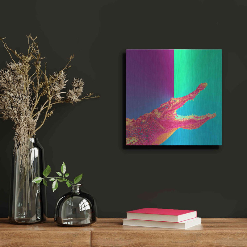 «Alligator Crush», art mural en métal, H 12 po x l 12 po