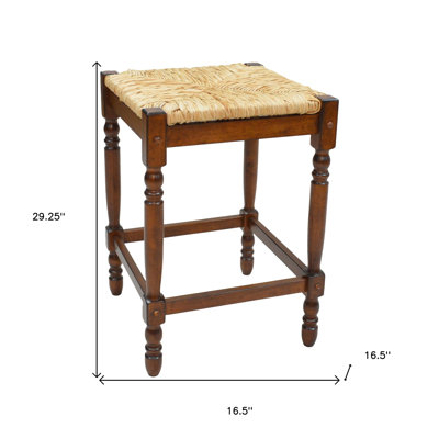 Chaise de bar 29 po en bois massif naturel et châtaignier sans dossier
