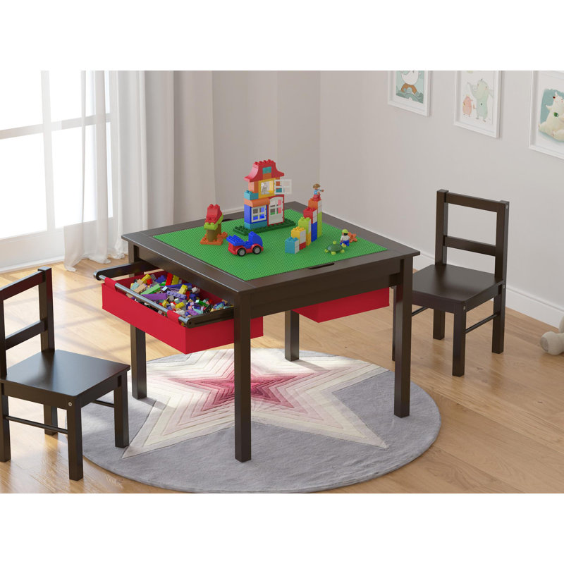 Ensemble de table de jeu et de chaises pour enfants Esliabeth, Espresso