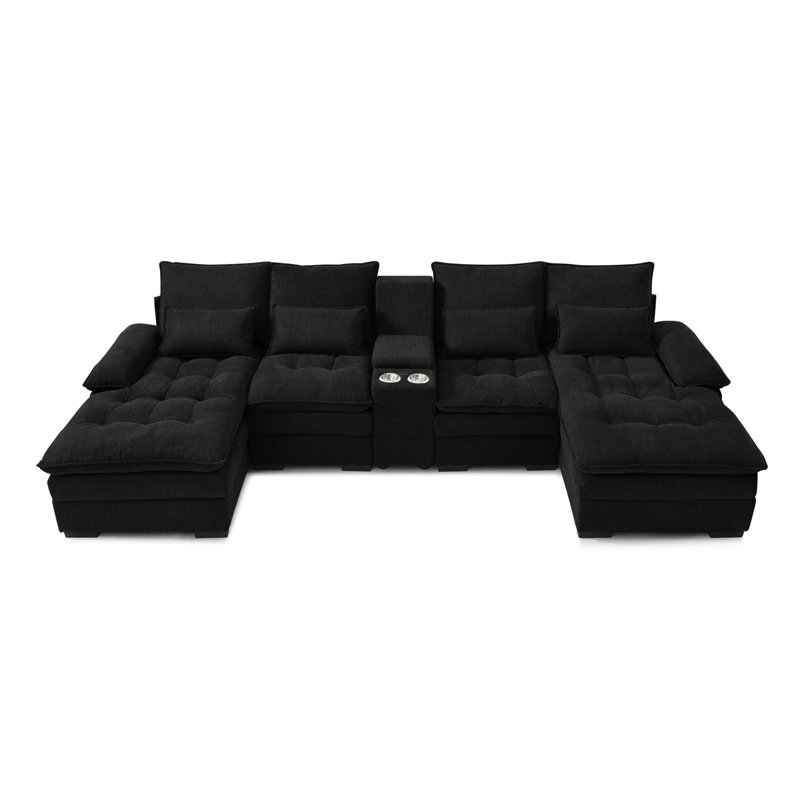 130" U-Shaped Sofa With Console