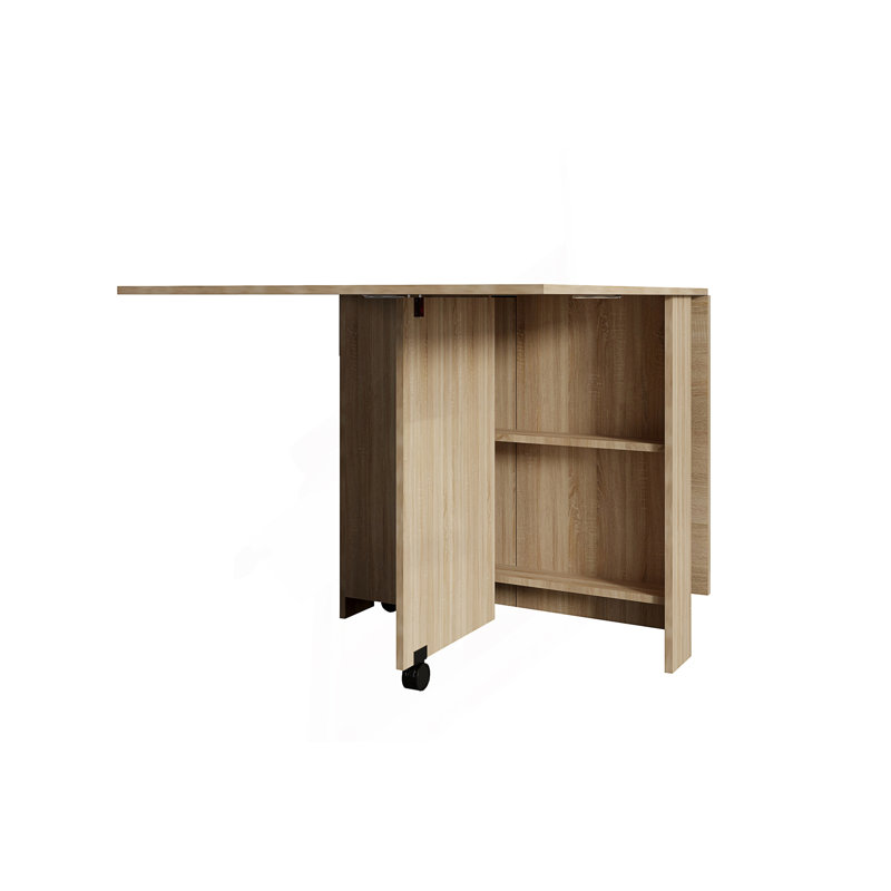 Table de salle à manger pliante, table de salle à manger polyvalente avec 2 roulettes et 2 supports de rangement
