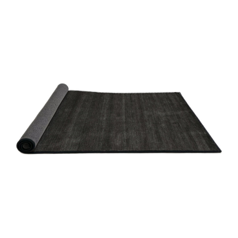 Tapis de zone noire contemporaine, Rond 8 pi