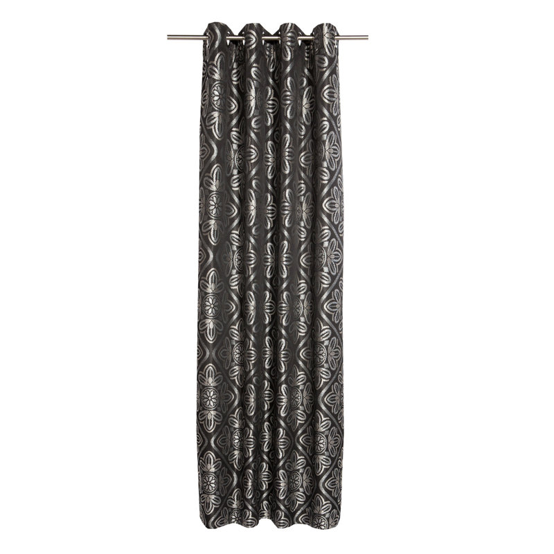 Henna Room Darkening Curtain Set of 2, Charcoal