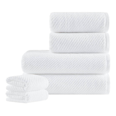 6-Piece 100% Cotton Quick Dry Diagonal Ribbed Towel Set