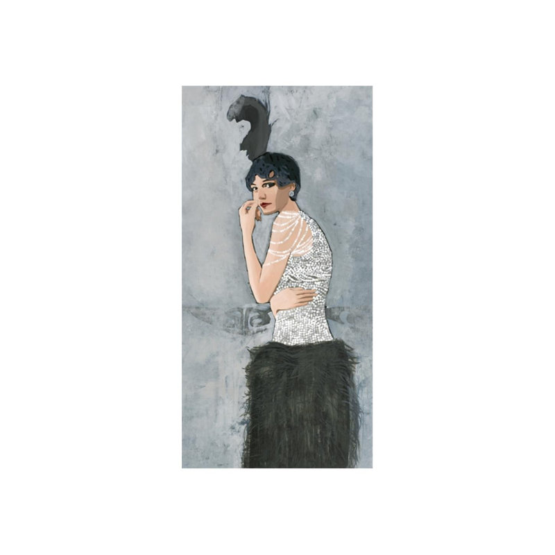 Feathers And Pearls Painting by Calyton Rabo, Knife Gel, 54" H x 27" W x 1.5" D