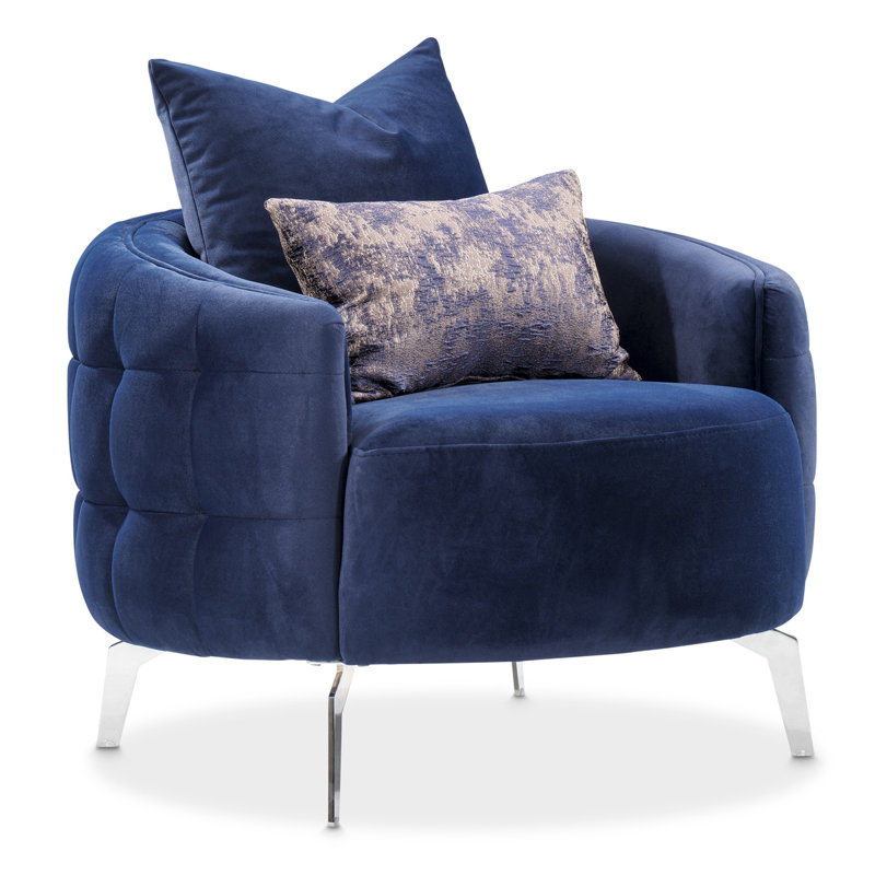 A La Carte Barrel Chair, Silver, Indigo Velvet