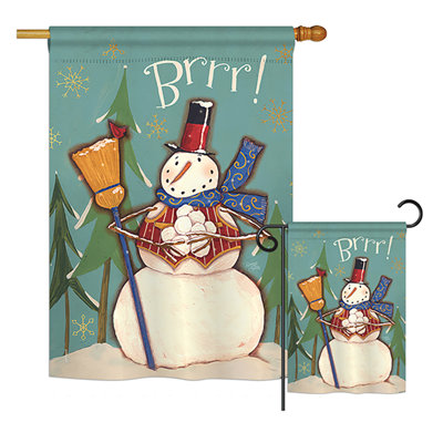 Bonhomme de neige d'hiver Brrr! Ensemble de 2 drapeaux en polyester 2 faces