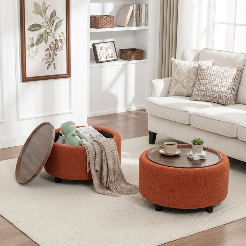Table basse ronde avec rangement Pietsch, Orange