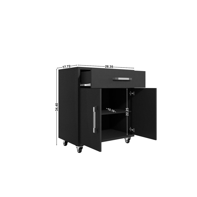 Aseem Single Storage Cabinet ( 34.41'' H x 28.35'' W x 17.72'' D), Black Matte
