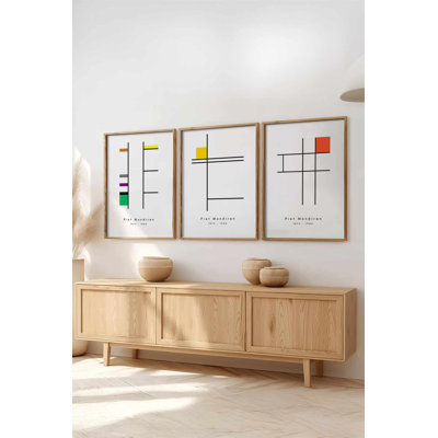Élégantes peintures décoratives en panneau de fibres à densité moyenne (3 pièces), cadre en bois massif, 8 po x 12 po | Art 100% MDF avec une épaisseur de 0,12 pouce |  pour le salon, la chambre à coucher et le bureau, design élégant et contemporain