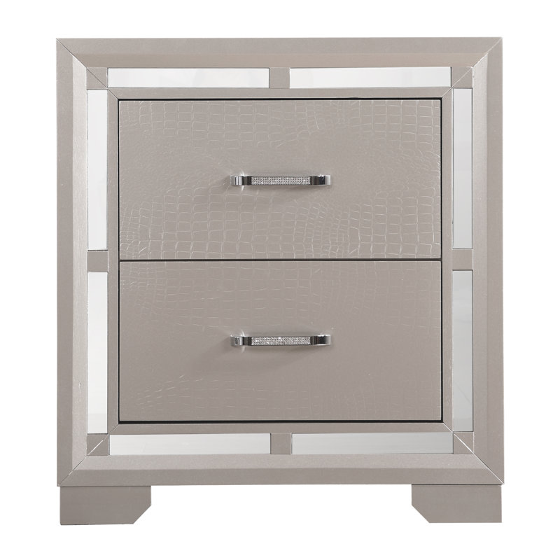 Compact, Durable Particle Board Nightstand With Silver Champagne Finish For Versatile Spaces
