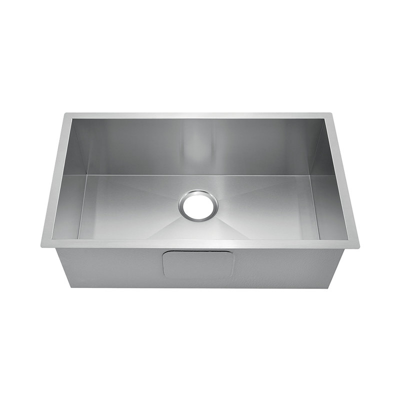 Undermount Stainless Steel Kitchen Sink 90 Degree Zero Radius with Bottom Grid and Strainer, Single Bowl