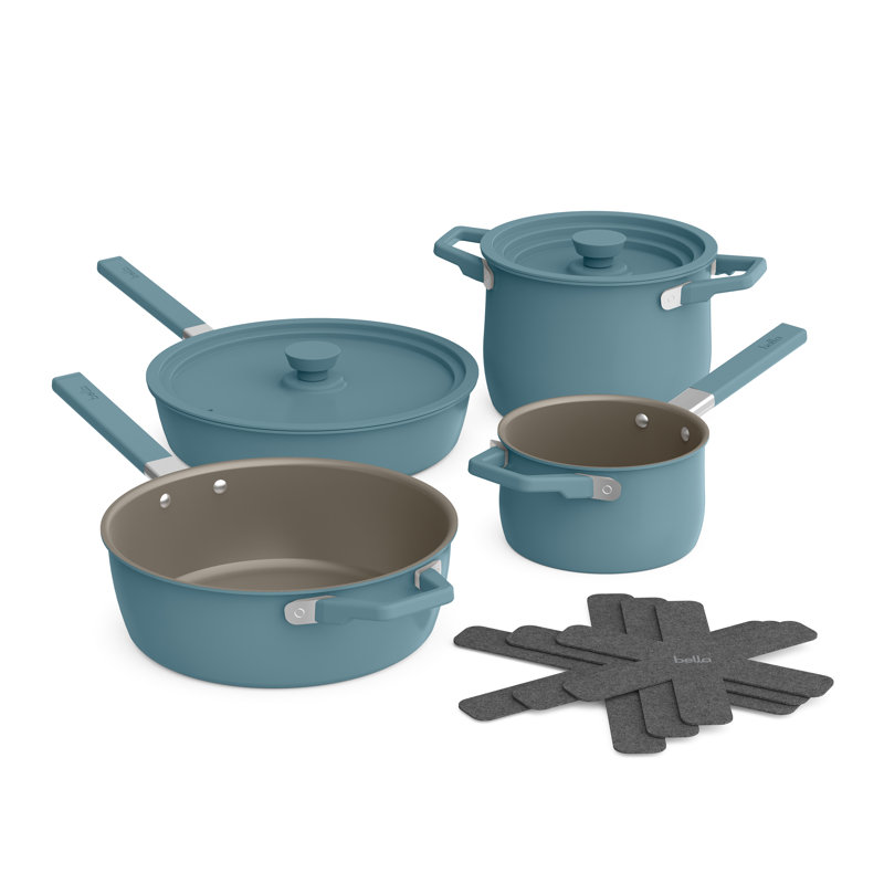 Bella 9 Piece Store More Cookware Set, Surf