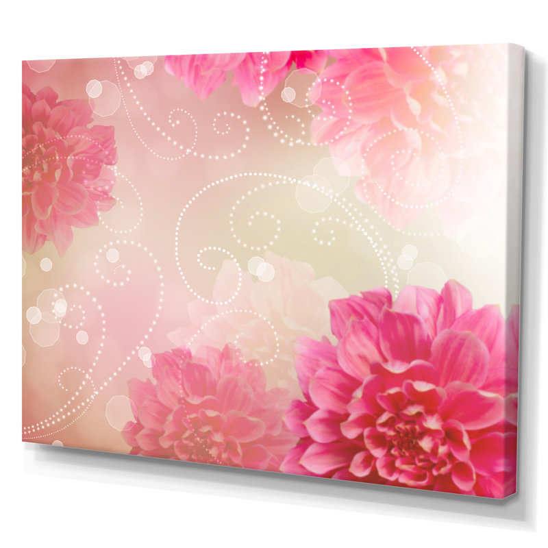 Fleurs roses abstraites, reproduction d'art moderne sur toile, H 8 po x l 12 po x P 1 po, Toile tendue