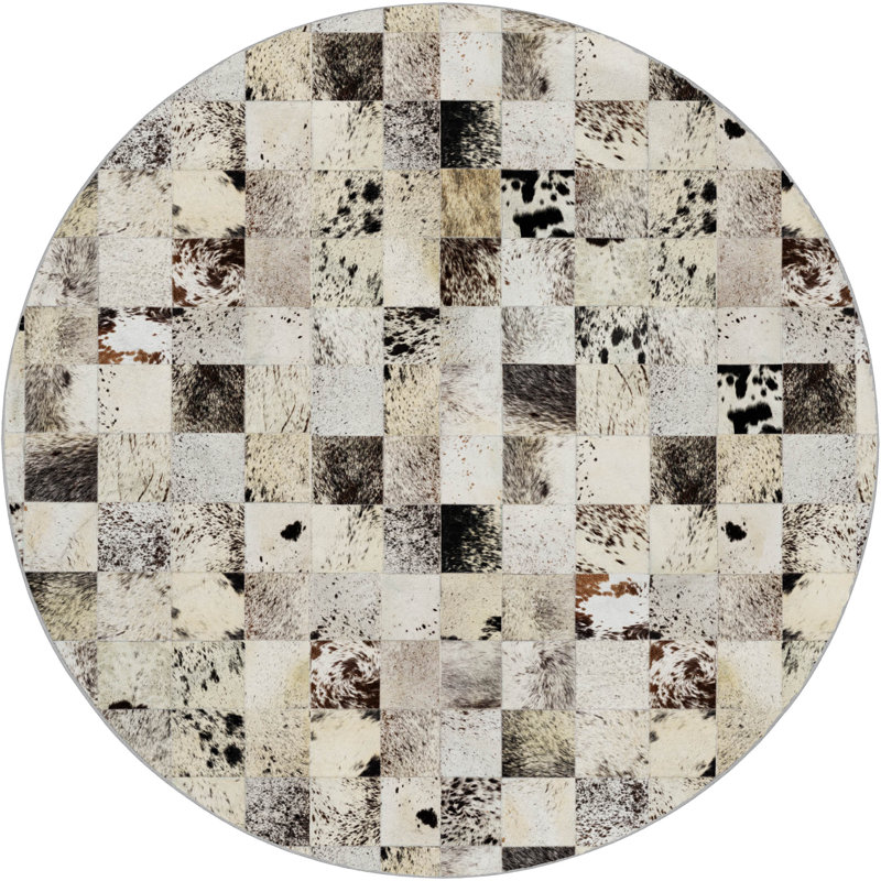 Tapis à poil long de qualité supérieure lavable à la machine ADS105, Granit, Rond 8 pi