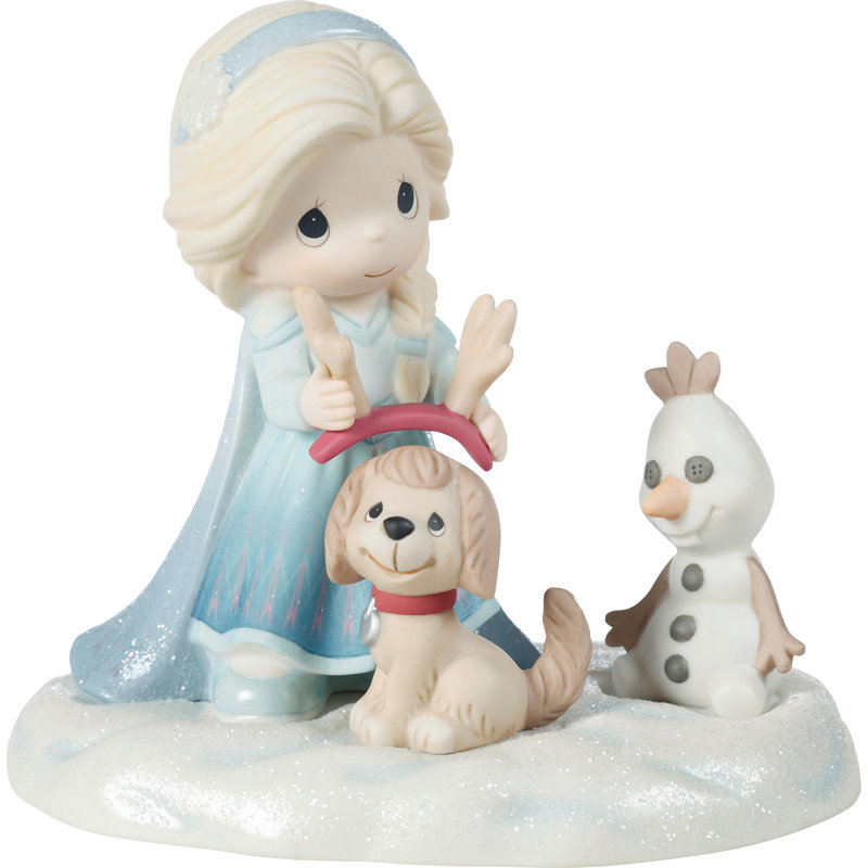 Figurine Precious Moments Disney Frozen Elsa Girl and Dog Sven 5,31 pouces