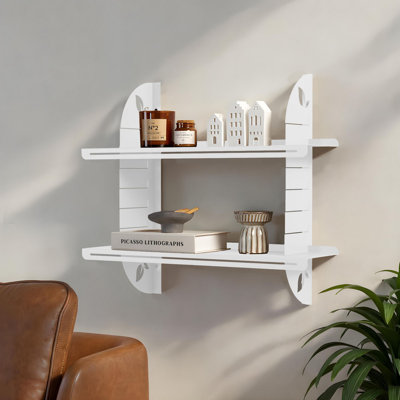 Tablette murale moderne en métal, blanche, 27,6 po x 23,6 po | Structure 100% métal (épaisseur: 0,05 pouce) avec thermolaquage électrostatique | Conception élégante de couleur unie pour les solutions de décoration et de rangement