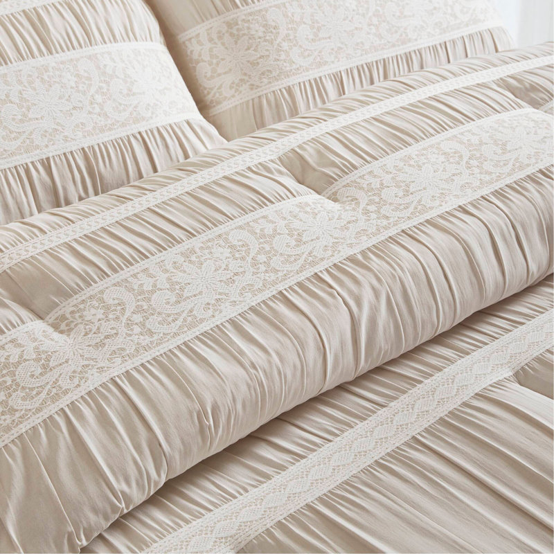 Ensemble d'édredon 7 pièces jacquard, King Comforter + 6 Additional Pieces, Neutral