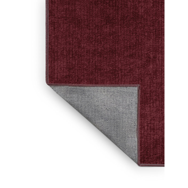 Machine Washable Solid Red Area Rug, Round 5'