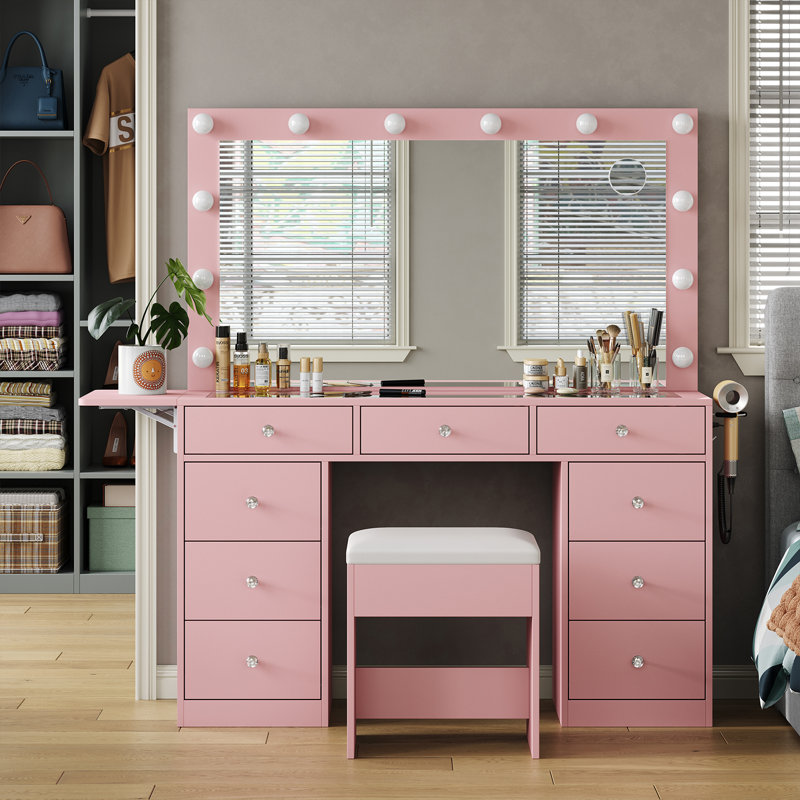 Tashionna Dressing Table, Pink