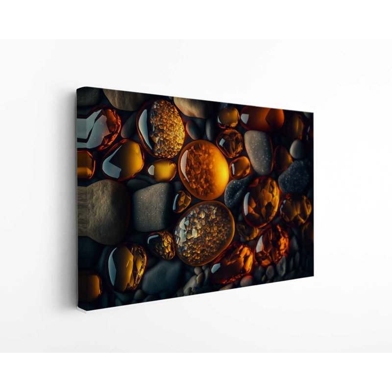 " Amber Pebbles Abstract ", 24" H x 36" W x 1" D
