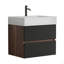 Meuble-lavabo 24 po avec lavabo à quartz et tiroirs souples, meuble-lavabo mural flottant pour salle de bain moderne, lavabo une pièce sans drain ni robinet, KD