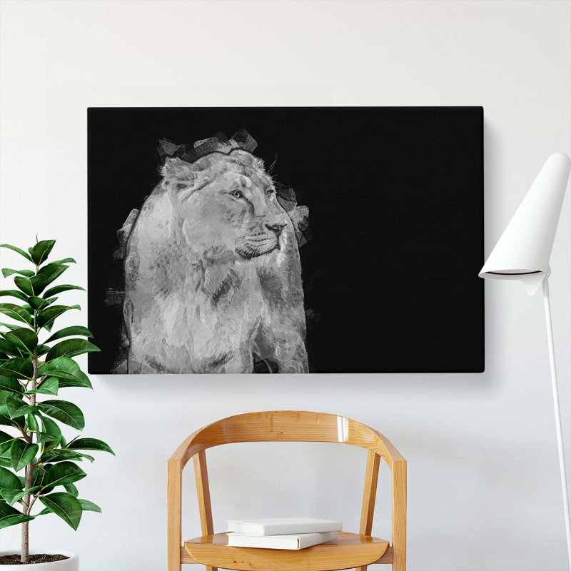 Wild Lioness In Abstract - Wrapped Canvas, 60cm H x 91cm W x 3cm D