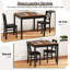 3 Pcs Dining Table Set Wooden Square Kitchen Table With 2 Upholstered Chairs-1690044344